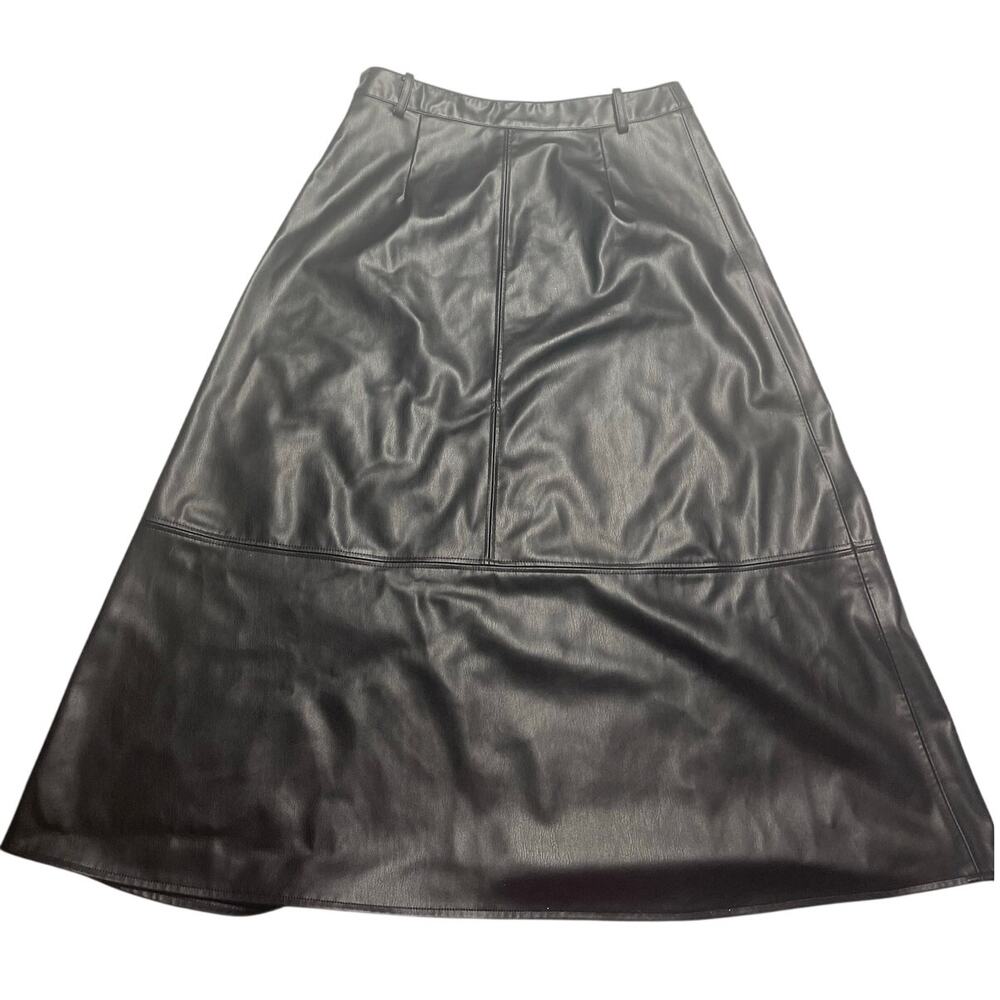 Zara Faux Leather Paneled Midi Skirt Size Large - Picture 6 of 7